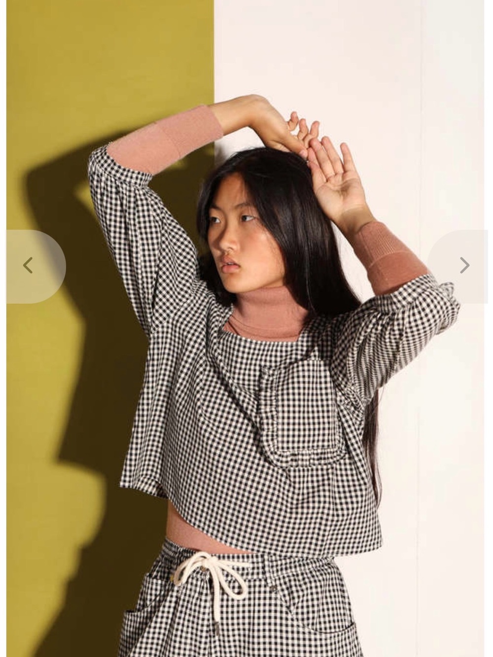 L.F. Market Gingham Cropped Long-Sleeve Top